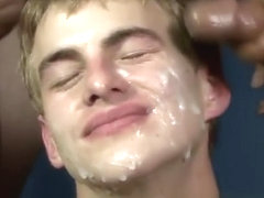 Naughty horny twink gets bukkake