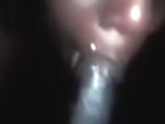 Darksome and hungry girlfriend looks in camera with my knob in her face gap