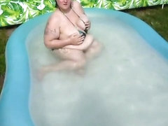 bbw wife playing in pool