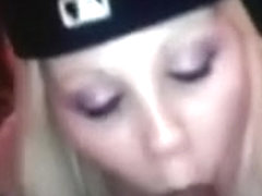 Blonde hungry for ding-dong bitch takes huge darksome rod in her face hole