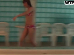 Russian whore in the pool are showing is her beautiful titties