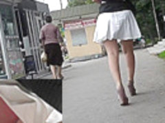 Young coquette was filmed on the upskirt hidden camera