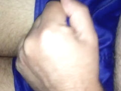 I in Adidas blue White nylon satin short