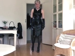 girlsy sexy tight black leather dress 4