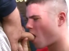 Straight college frat pledges take turns