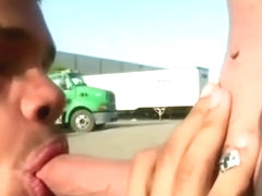 White dude gets fellatio by black dude