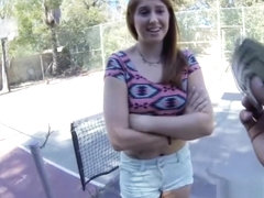 Doggystyle at the tennis court with redhead teen