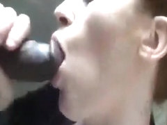 So sexy brunette girlriend make a hell of a blowjob to his black dude in home