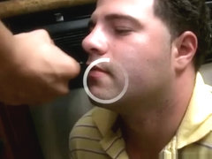 Boy is disgusted while receiving facial