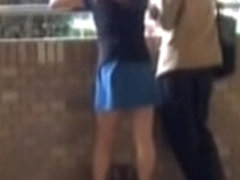 My girl in a blue skirt sharked by some guy while we talked