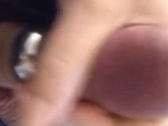 Wanking wearing two cock rings